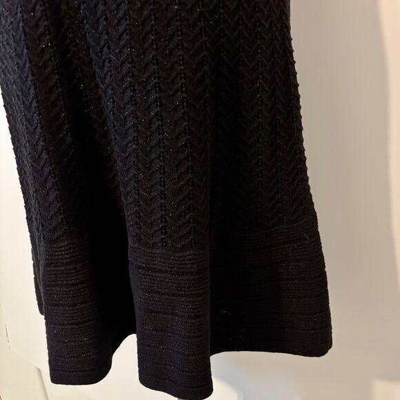 Nine West V Neck Black Fit & Flare Black Dress Medium Knit Cocktail dress - Picture 7 of 13